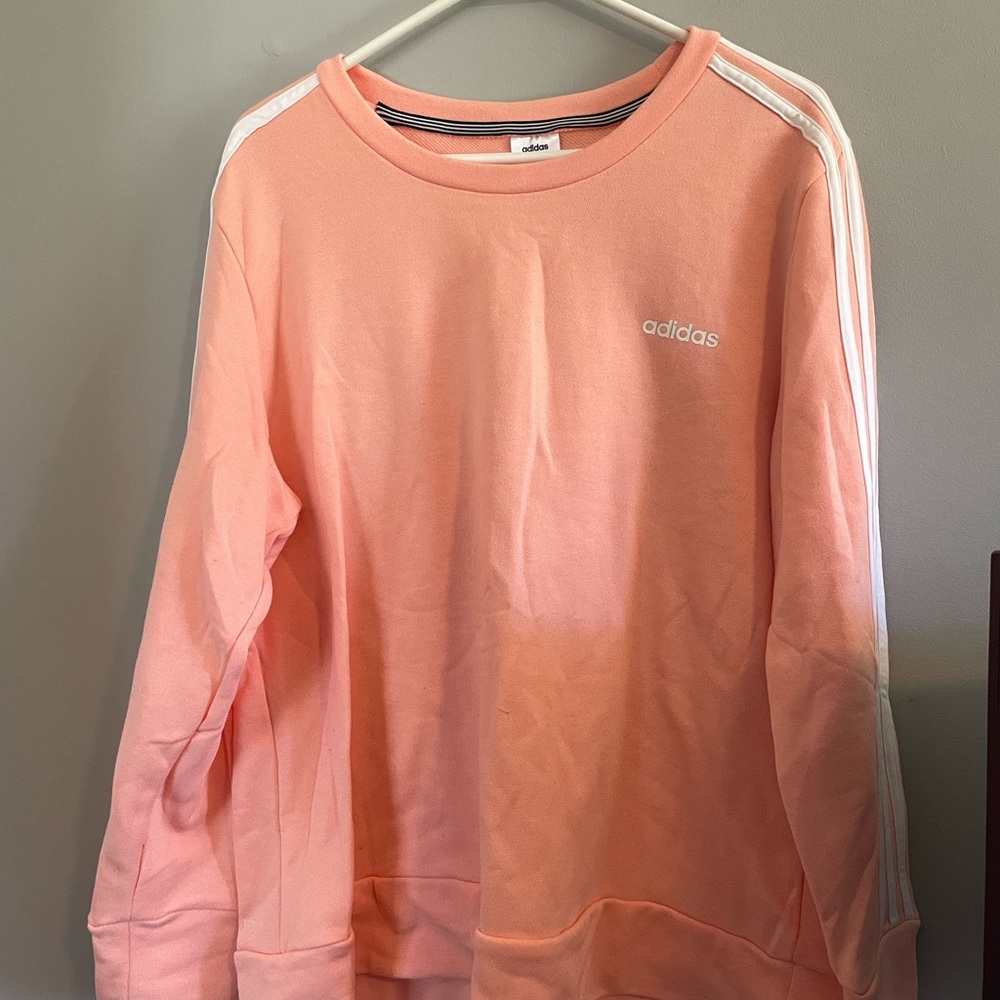 adidas Pink Crewneck Sweatshirt with White Stripes